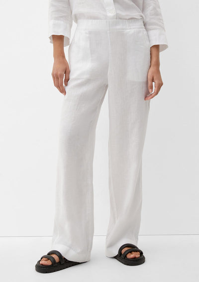 NTG Fad White / S Pure linen elastic trousers-（Hand Made）