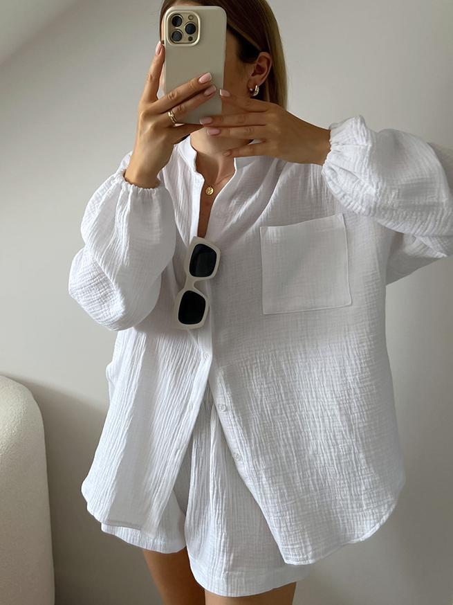 NTG Fad White / S Two Piece Cotton Pajamas