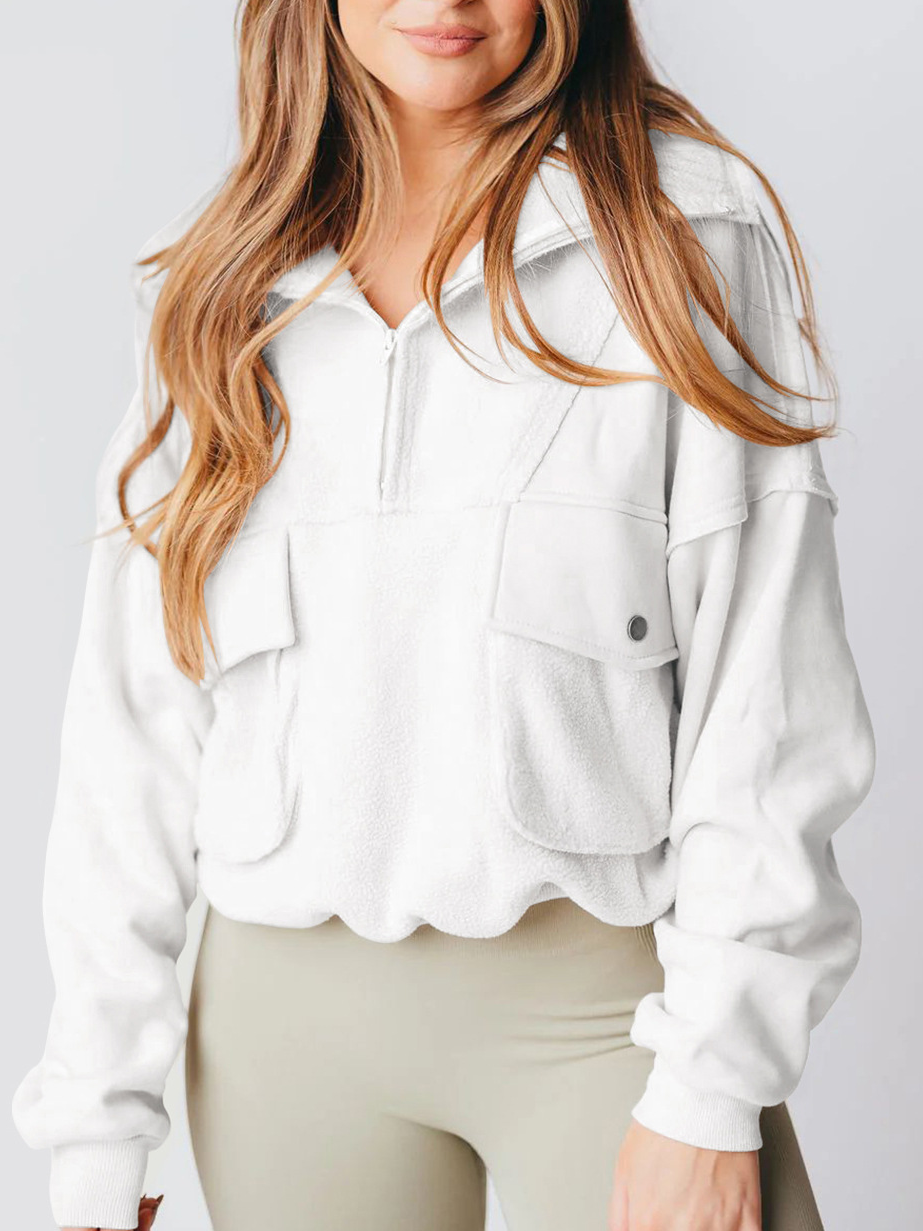 NTG Fad White / S Waisted Polar Fleece Half-zip Sweatshirt