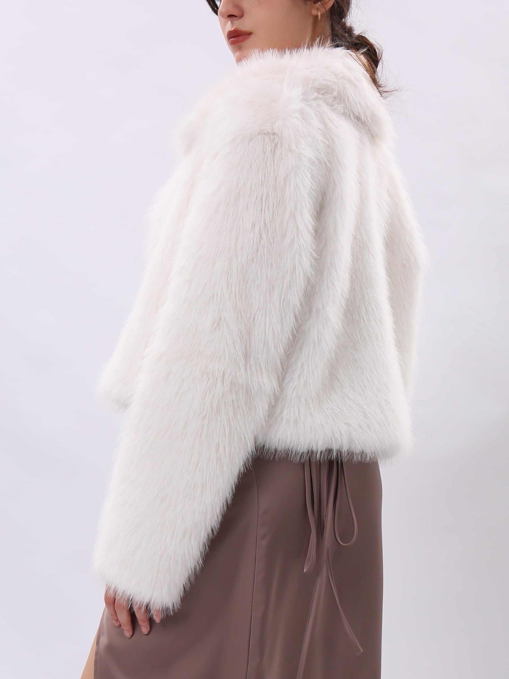 NTG Fad White / S Women's Faux Fur Zip-Up Cropped Jacket