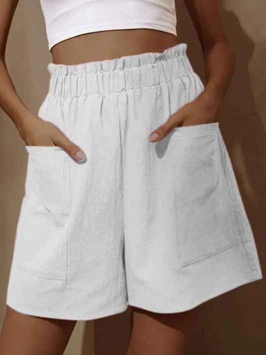 NTG Fad White / S Women's Pure Color Casual Cotton Shorts