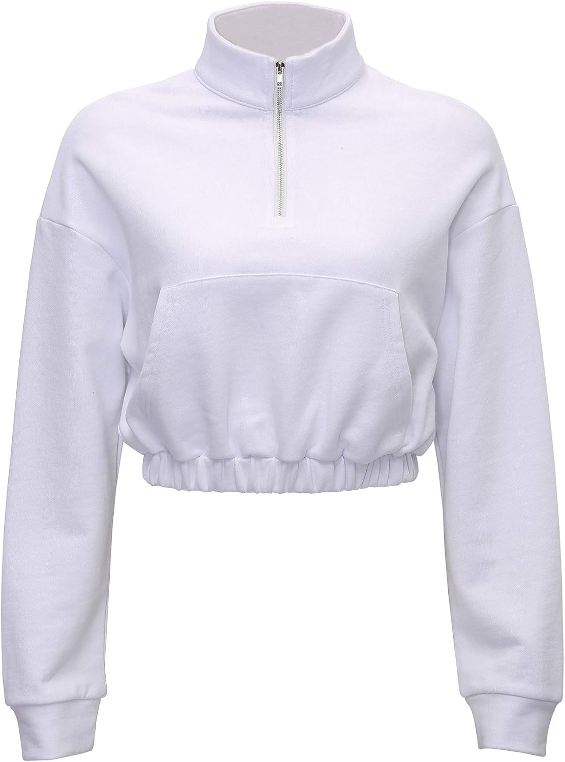 NTG Fad White / Small Cropped Quarter Zip Pullover Sweatshirt Hoodie Crop Top