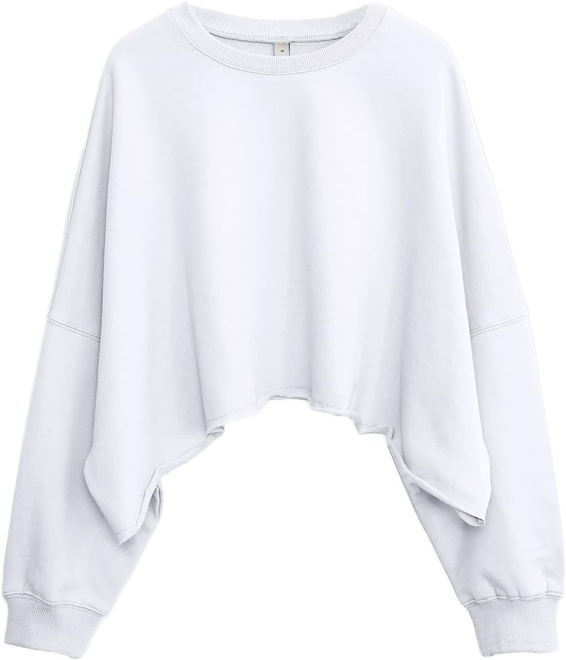 NTG Fad White / X-Large Amazhiyu Women’s Cropped Hoodie Pullover Long Sleeve Crewneck Crop Tops Oversize Fit