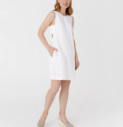 NTG Fad White / XS White Midi Linen Cotton Dress