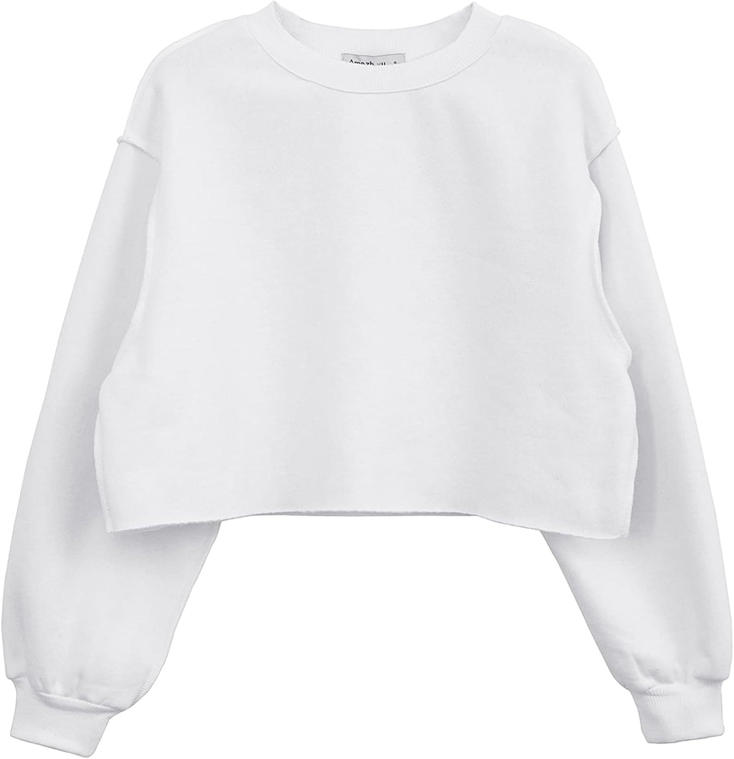 NTG Fad White / XX-Large Women Cropped Long Sleeves Pullover Fleece Crop Tops