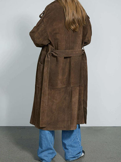 NTG Fad Women Brown Lapel Loose Coat