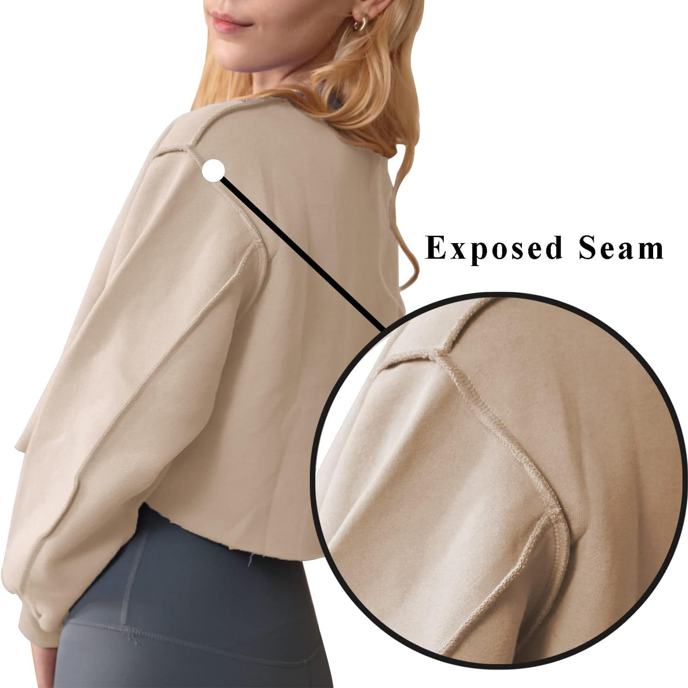 NTG Fad Women Cropped Long Sleeves Pullover Fleece Crop Tops