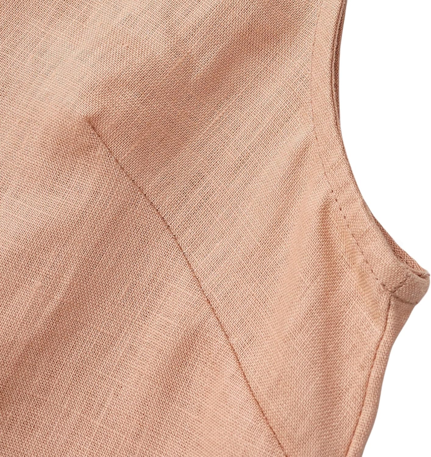 NTG Fad Women's 100% Linen Summer Sleeveless Button-Down Tops Slight Crop Vest