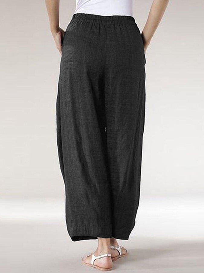 NTG Fad Women's Comfortable Cotton Linen Cropped Straight Casual Wide Leg Pants
