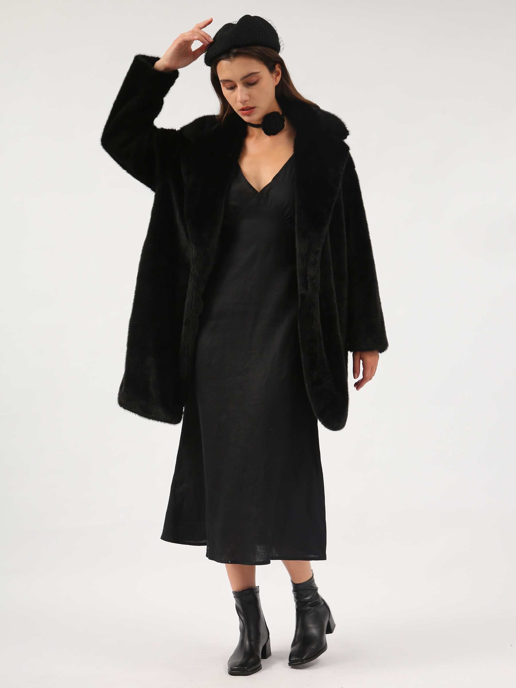 NTG Fad Women's Faux Fur Longline Duster Coat