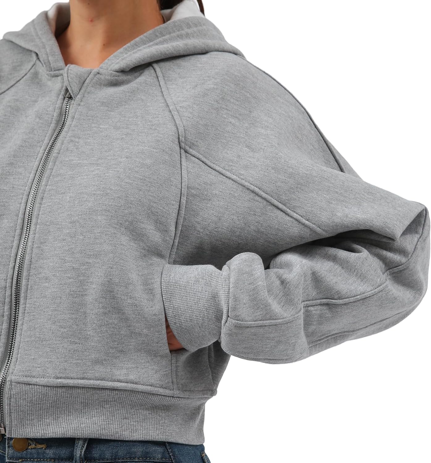 NTG Fad Women' s Fleece Oversized Full-Zip Cropped Hoodie