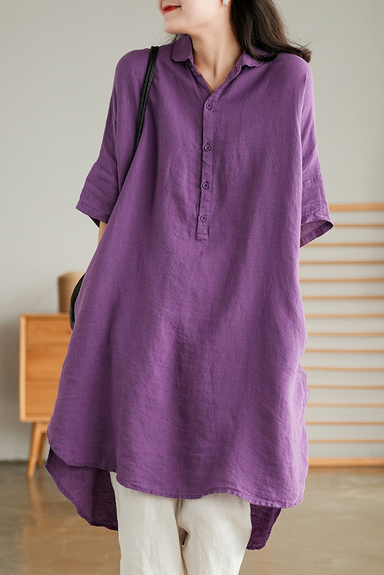 NTG Fad Women's Loose Cotton Linen Half Sleeve Dress