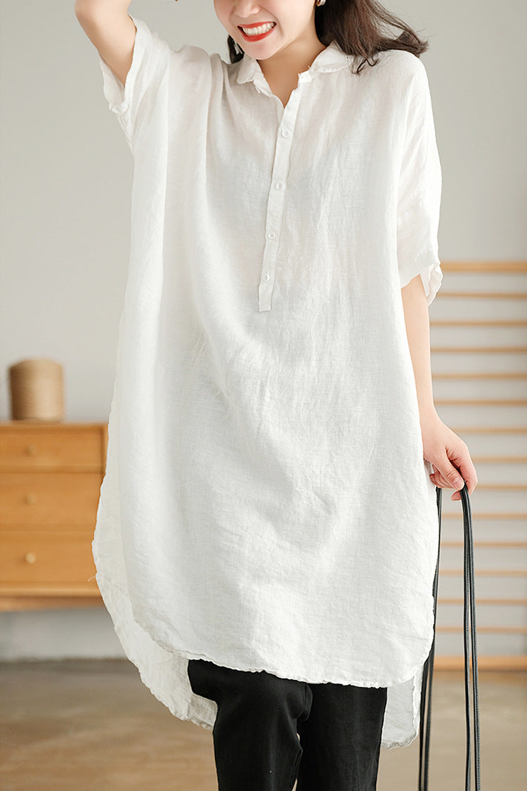 NTG Fad Women's Loose Cotton Linen Half Sleeve Dress