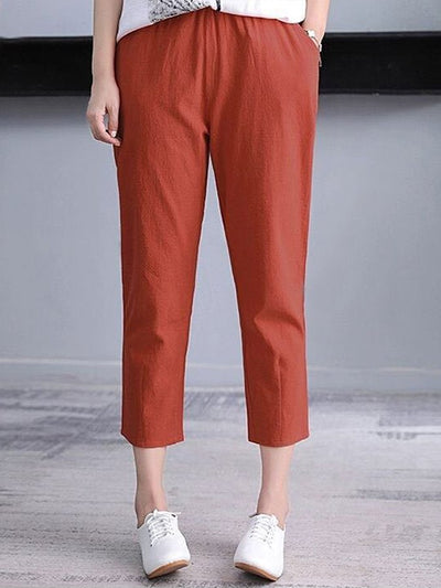 NTG Fad Women's Solid Color Cotton Linen Comfortable Casual Pants