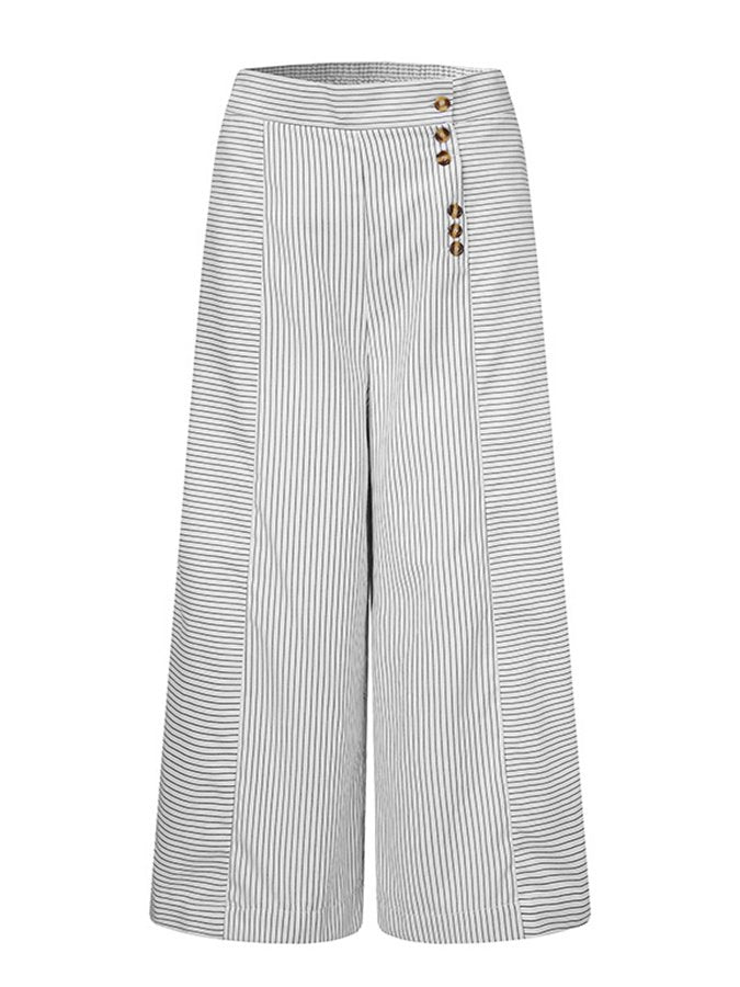 NTG Fad Women's Striped Print Button Culottes