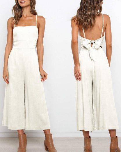 NTG Fad Women's White Lace-Up Jumpsuit-(Hand Made)