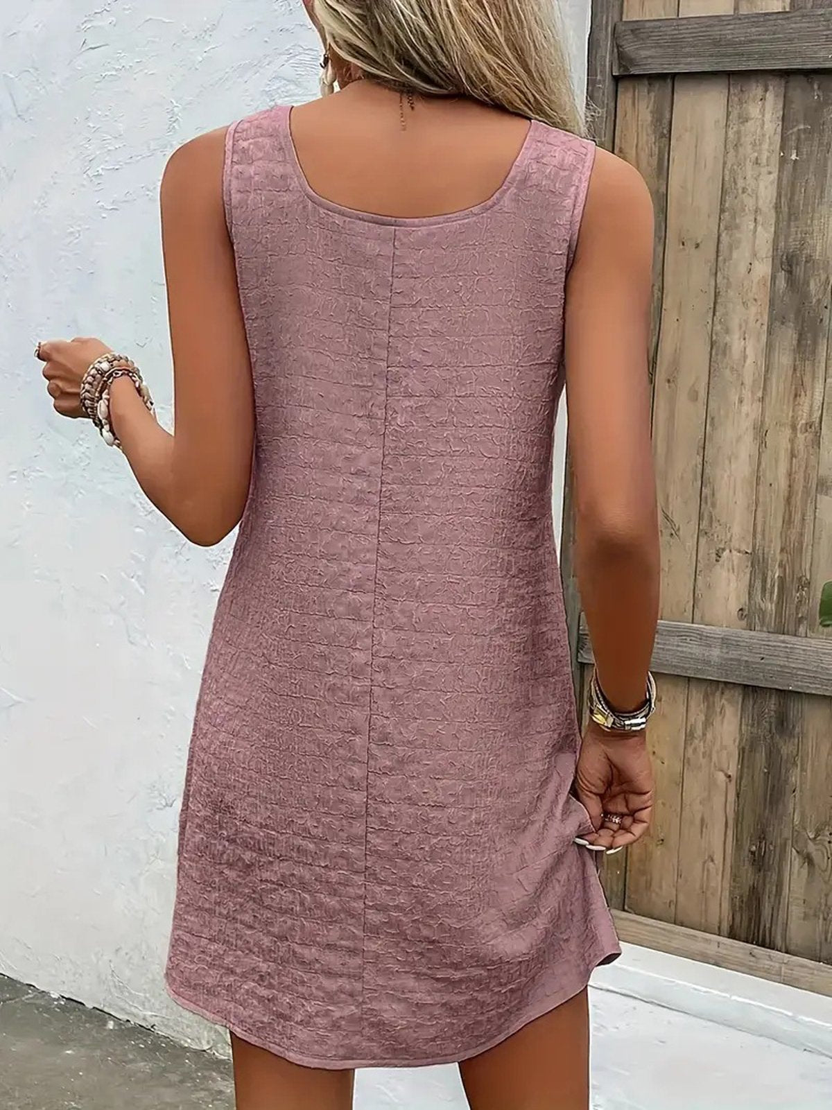 NTG Fad Women Short Dress Plain Asymmetrical Sleeveless Comfy Casual Dress