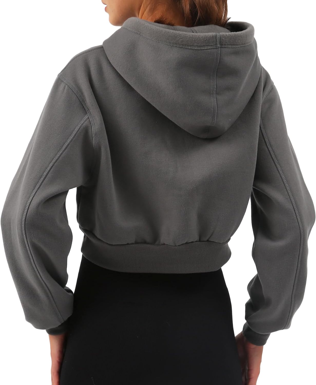 NTG Fad Womens Fleece Pullover Cropped Hoodies Drop-Sleeve