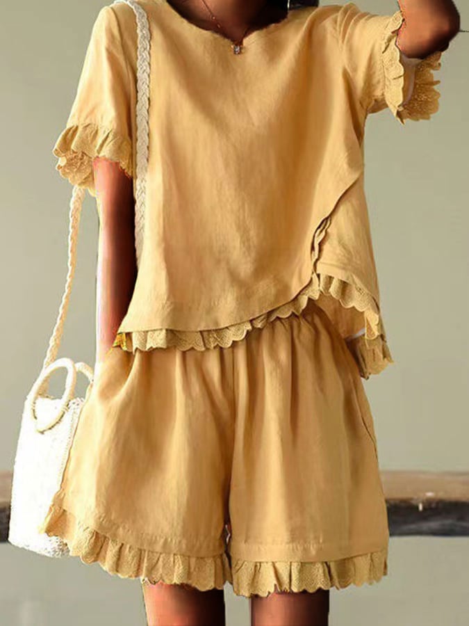NTG Fad Yellow / S Casual Irregular Lace Suit