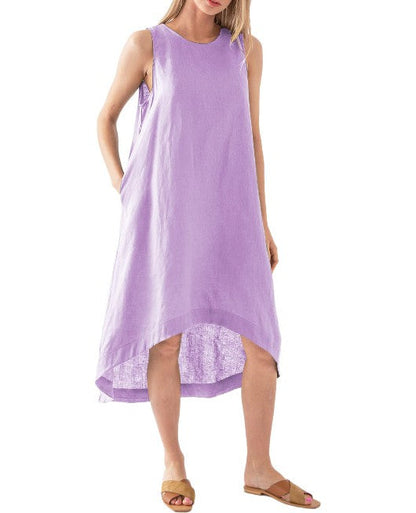 NTG Textile S / purple LINEN POCKETS DRESS