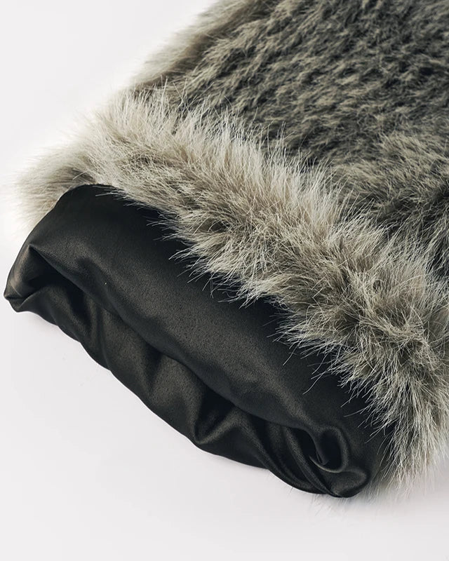 NTGFad Fashion Women's V-neck Cardigan Jacket Faux Fur Coat