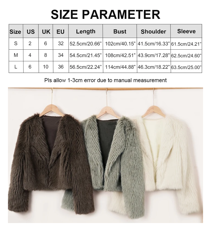 NTGFad Fashion Women's V-neck Cardigan Jacket Faux Fur Coat