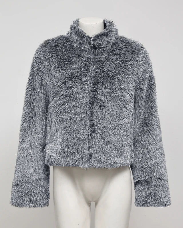 NTGFad Gray / S Winter Thickened Warm Women's Faux Fur Coat