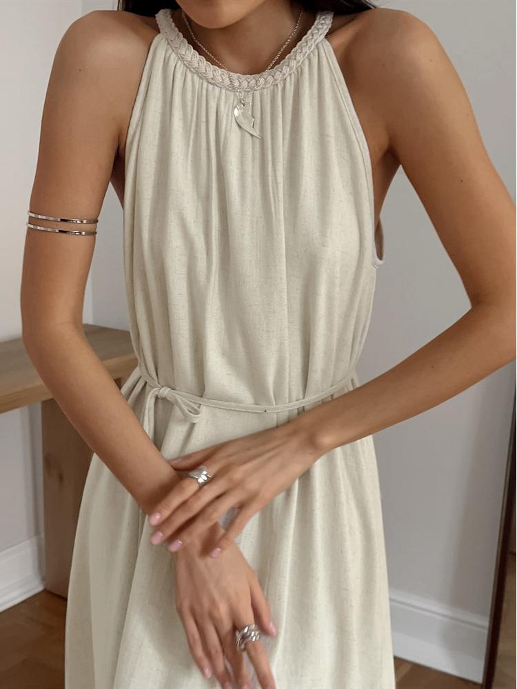 NTGFad Halter Neck Linen Dress