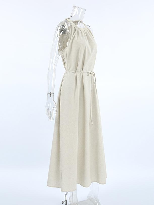 NTGFad Halter Neck Linen Dress