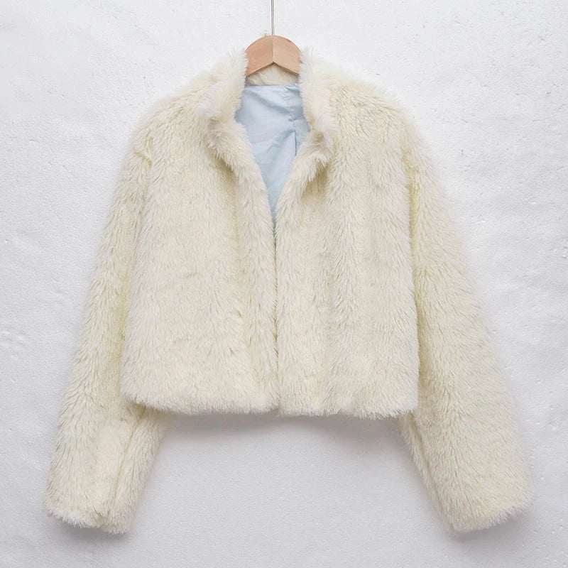 NTGFad Light Yellow / S Women's Winter Thick Warm Faux Fur Coat