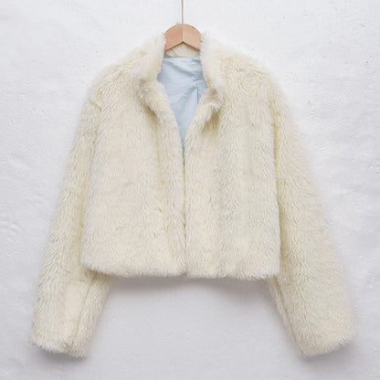 NTGFad Light Yellow / S Women's Winter Thick Warm Faux Fur Coat