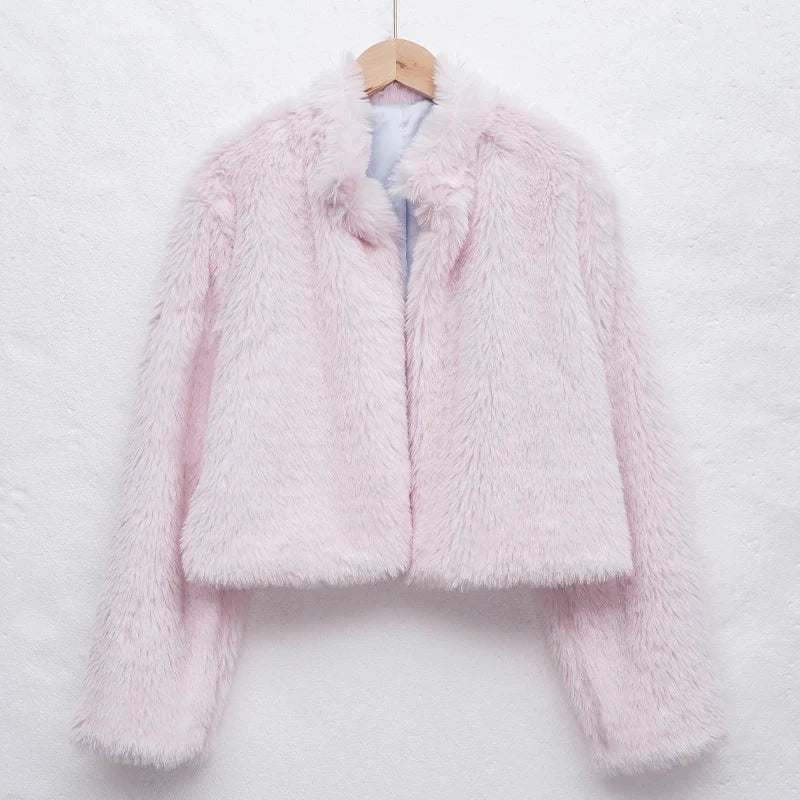 NTGFad Pink / S Women's Winter Thick Warm Faux Fur Coat