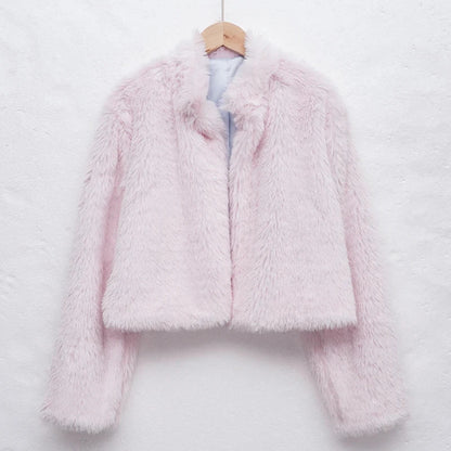 NTGFad Pink / S Women's Winter Thick Warm Faux Fur Coat
