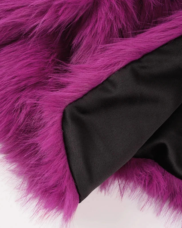 NTGFad Sexy Women's V-neck Short Faux Fur Coat