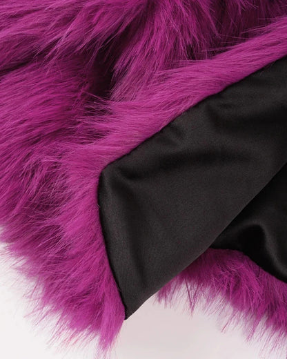 NTGFad Sexy Women's V-neck Short Faux Fur Coat