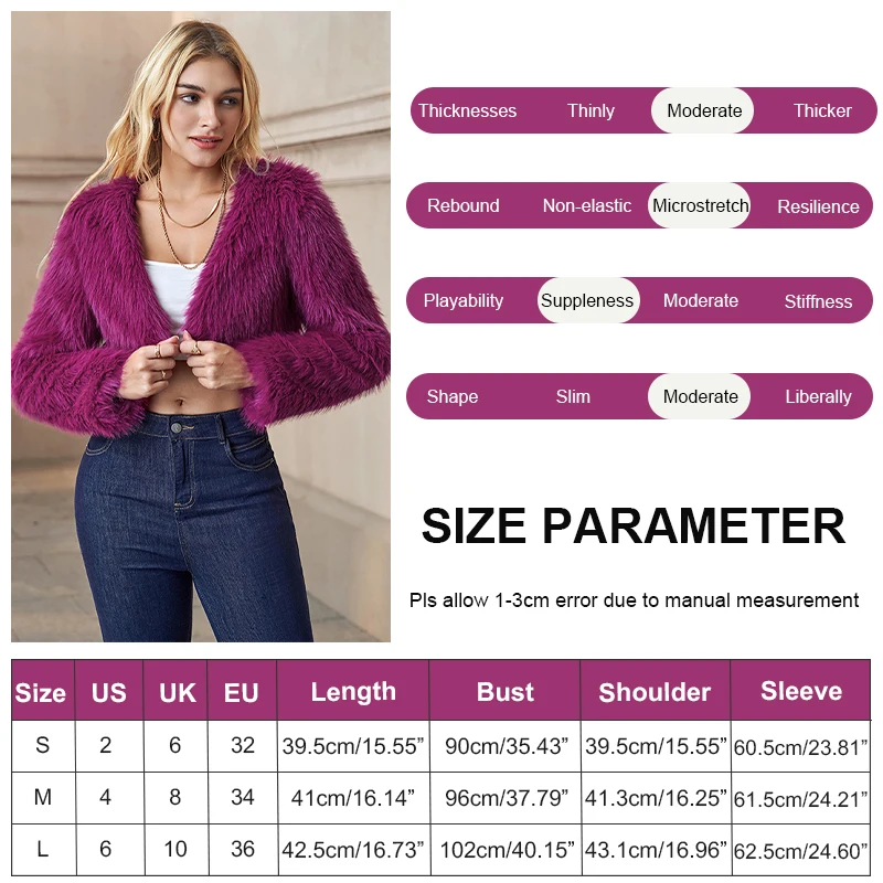 NTGFad Sexy Women's V-neck Short Faux Fur Coat