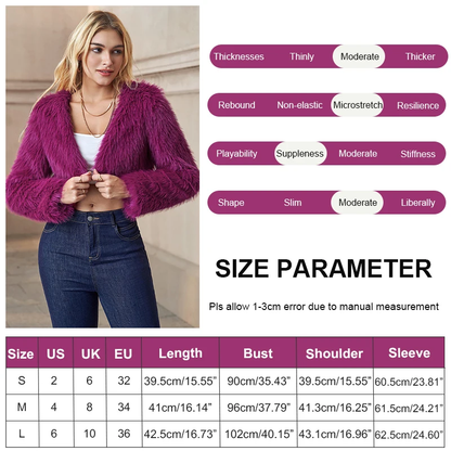 NTGFad Sexy Women's V-neck Short Faux Fur Coat