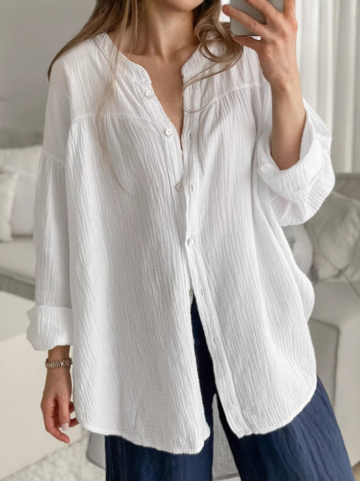 NTGFad White Cotton Long-Sleeved Shirt