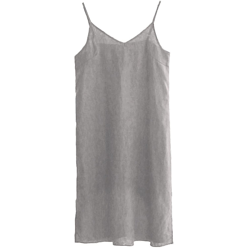 2021 NTG L / Grey Linen Strap Slit Dress
