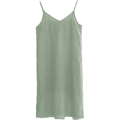 2021 NTG M / Green Linen Strap Slit Dress
