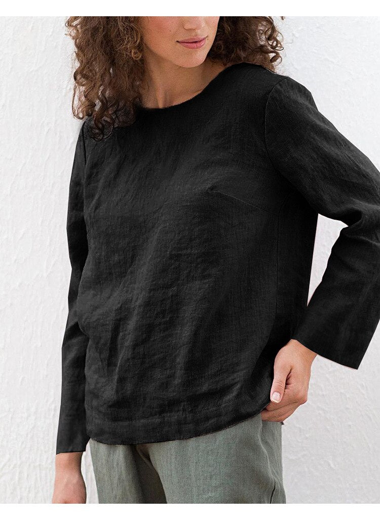 2021 NTG S / Black Cotton Linen Women T-Shirt
