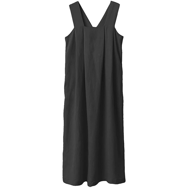 2021 NTG S / Black Linen Wide Strip Dress