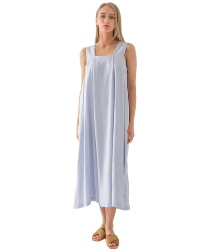 2021 NTG S / Blue Linen Wide Strip Dress