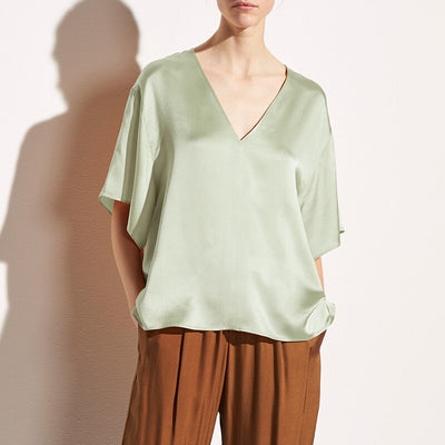 2021 NTG S / Green Fashion Loose  Satin T-Shirt