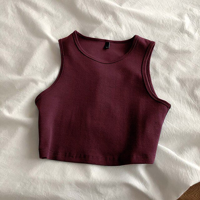 2021 NTG S / Wine Red Casual Sports Crop Tops