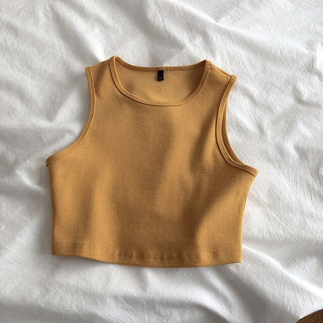 2021 NTG S / Yellow Casual Sports Crop Tops
