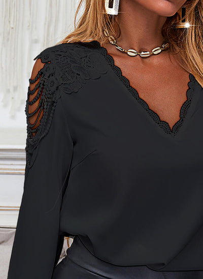 2021 NTG Solid Lace Cold Blouse