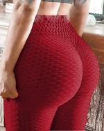  2022 NTG All Rights Reserved S / Red High Waisted Bubble Textured Yoga Pants