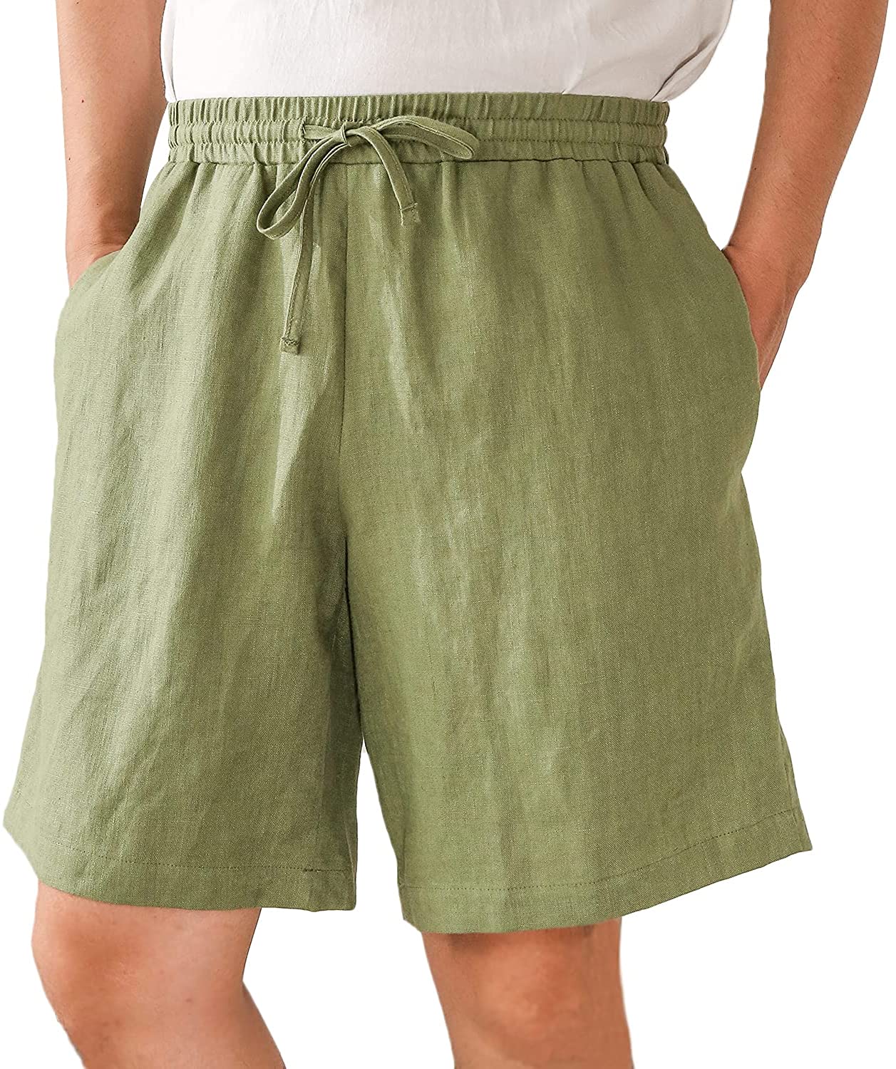 𝒩𝒯𝒢 ღ𝓃𝓁𝒾𝓃𝑒 L / Green Linen Pocket Short For Men