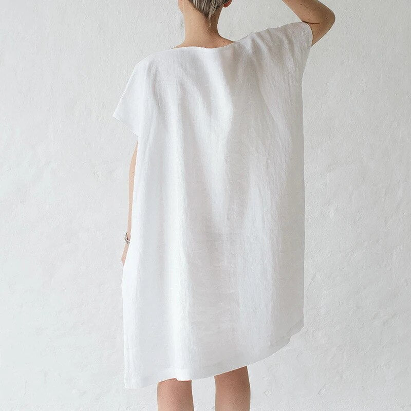 𝒩𝒯𝒢 ღ𝓃𝓁𝒾𝓃𝑒 Linen Short Sleeve Dress